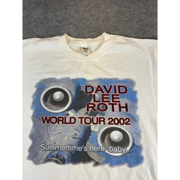 Vintage David Lee Roth World Tour 2002 Shirt XL Beige Graphic Rock Music Tee USA - Picture 4 of 9